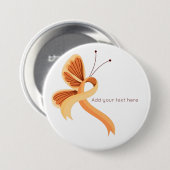 Schaltfläche "Peach Awareness Ribbon Butterfly" Button (Vorne & Hinten)
