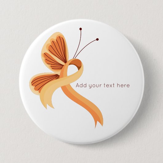 Schaltfläche "Peach Awareness Ribbon Butterfly" Button (Vorderseite)