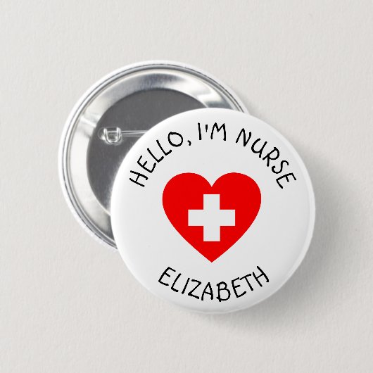 Schaltfläche "personalisiert Hello Im Nurse" (Name Button (Vorne & Hinten)