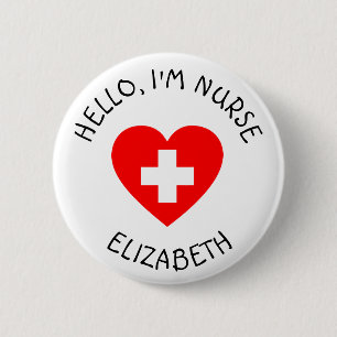 Schaltfläche "personalisiert Hello Im Nurse" (Name Button