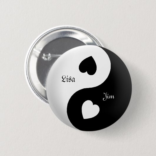 Schaltfläche "personalisiert Yin Yang Liebe" Button (Vorne & Hinten)