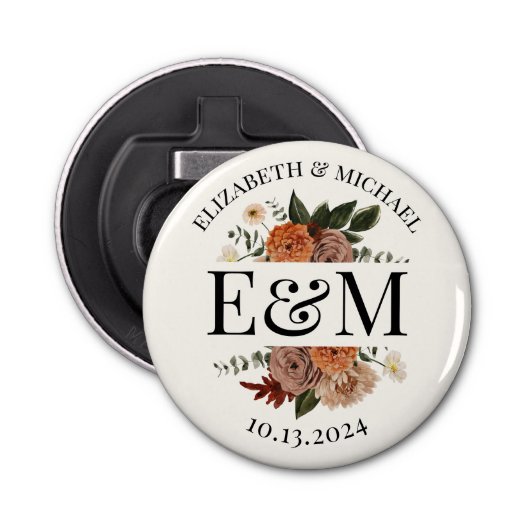 Schaltfläche "personalisierte Fall-Floral-Gastgesc Flaschenöffner (Vorderseite)