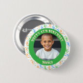 Schaltfläche "personalisiertes Alter, Name und Fot Button (Vorne & Hinten)