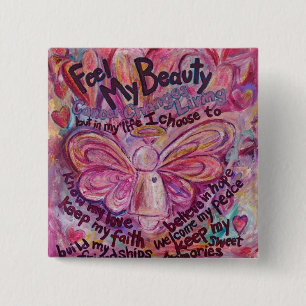 Schaltfläche "Pink Angel Cancer Gedicht Art Custom Button
