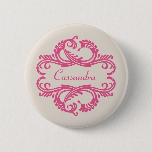 Schaltfläche "Pink Chic Damask" Button (Vorderseite)