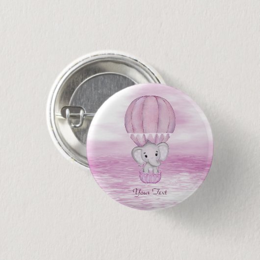 Schaltfläche "Pink Elephant Hot Air Balloon" Button (Vorne & Hinten)