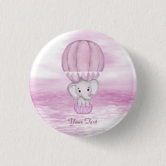 Schaltfläche "Pink Elephant Hot Air Balloon" Button (Vorderseite)