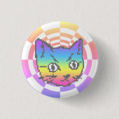 SCHALTFLÄCHE "PIXEL KITTY CAT PSYCHEDELIC RAINBOW" BUTTON (Vorderseite)