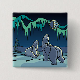 Schaltfläche "Polar Bear & Cub" / Button Wildlife