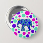 Schaltfläche Polka Dot Elephant Button-On Button (Vorne & Hinten)