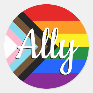 Schaltfläche "Progress Pride"-Flagge Runder Aufkleber