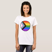 Schaltfläche "Progress Pride Stripes" T-Shirt (Vorne ganz)