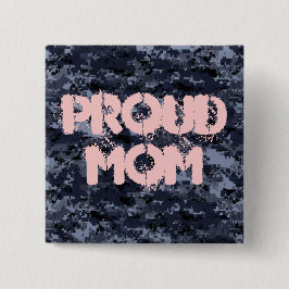 Schaltfläche "Proud Mama Military Blue Camouflage" Button