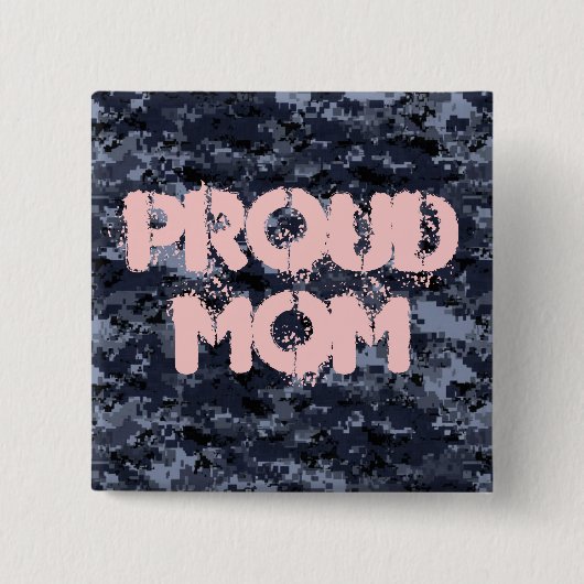 Schaltfläche "Proud Mama Military Blue Camouflage" Button (Vorderseite)