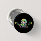 Schaltfläche "Rainbow Bird & Blume" Button (Vorne & Hinten)
