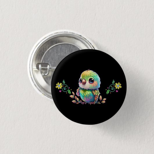 Schaltfläche "Rainbow Bird & Blume" Button (Vorne & Hinten)