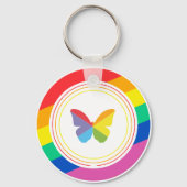Schaltfläche "Rainbow Butterfly LGBTQ+" Schlüsselanhänger (Vorderseite)