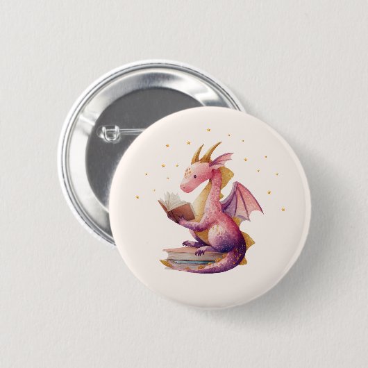 Schaltfläche "Reading Dragon Round" - Benutzerdefi Button (Vorne & Hinten)