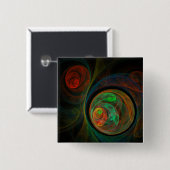 Schaltfläche "Rebirth Green Abstrakt Art" (Quadrat Button (Vorne & Hinten)