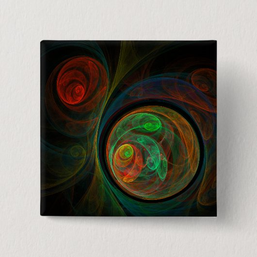 Schaltfläche "Rebirth Green Abstrakt Art" (Quadrat Button (Vorderseite)