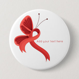 Schaltfläche "Red Awareness Ribbon Butterfly" Button