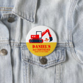 Schaltfläche "Red Blue Excavator Kindergeburtstag Button (Beispiel)