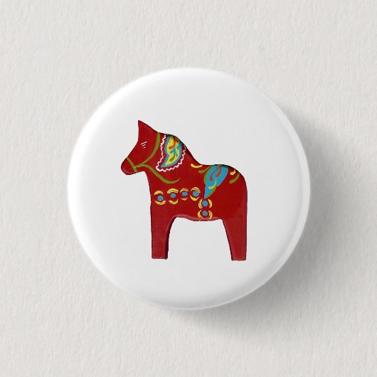 Schaltfläche Red Dala Horse Button (Vorderseite)