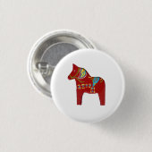 Schaltfläche Red Dala Horse Design #13 Button (Vorne & Hinten)