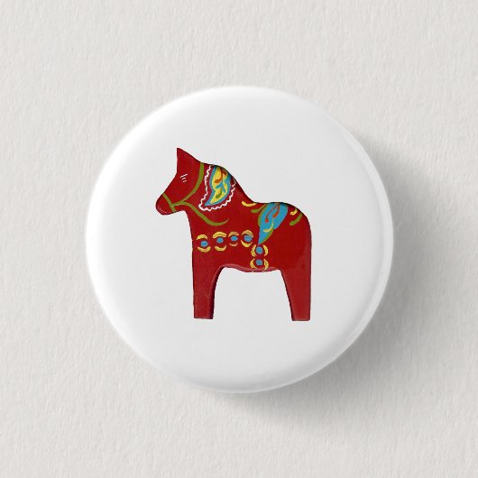 Schaltfläche Red Dala Horse Design #13 Button (Vorderseite)