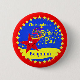 Schaltfläche "Red Star 5 Birthday Party Name" Button