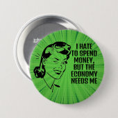 Schaltfläche "Retro Funny Shopping Quote" Button (Vorne & Hinten)