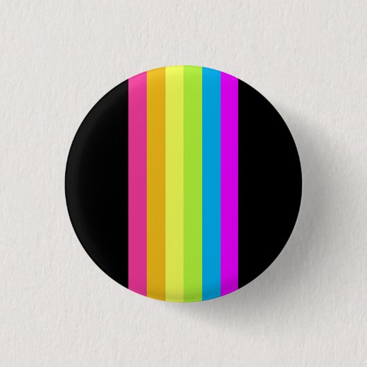 Schaltfläche Retro Stripes (Schwarz & Neon Multi) Button (Vorderseite)
