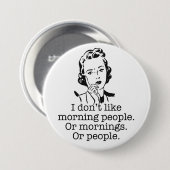 Schaltfläche "Retro Woman Morning People" Button (Vorne & Hinten)