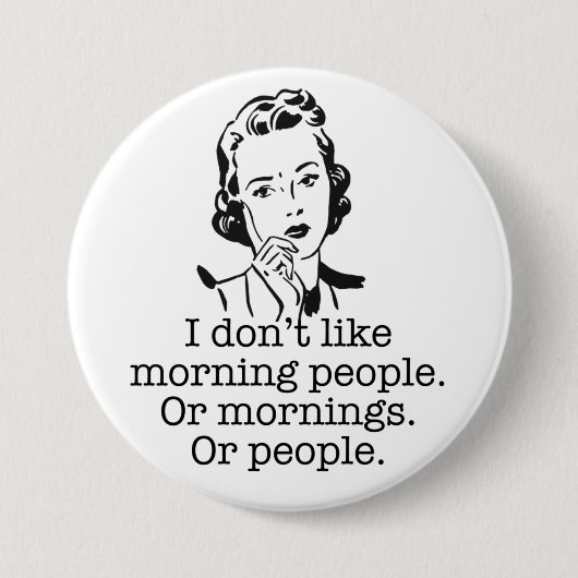 Schaltfläche "Retro Woman Morning People" Button (Vorderseite)