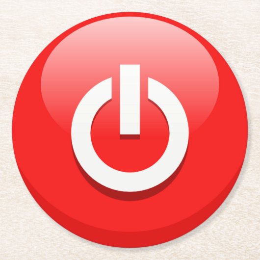 Schaltfläche "Riesenroter Power" Runder Pappuntersetzer (Vorderseite)