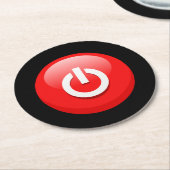 Schaltfläche "Riesenroter Power" Runder Pappuntersetzer (Angewinkelt)