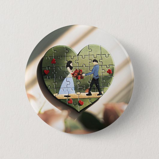Schaltfläche "Romantisches Herzpuzzle" Button (Vorderseite)