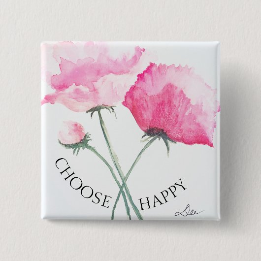 Schaltfläche Rosa Blume Button (Vorderseite)