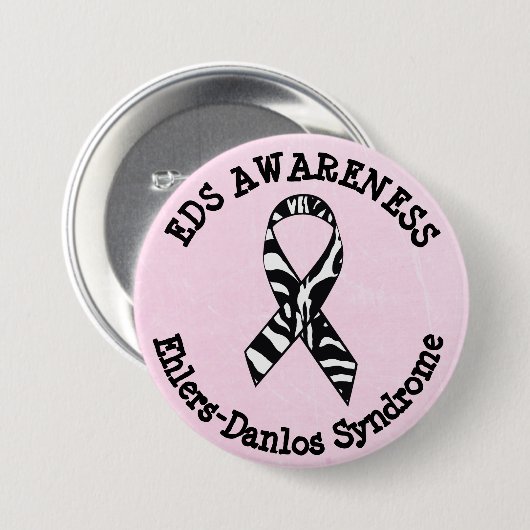Schaltfläche "Rosa EDS Awareness Ribbon" Button (Vorne & Hinten)