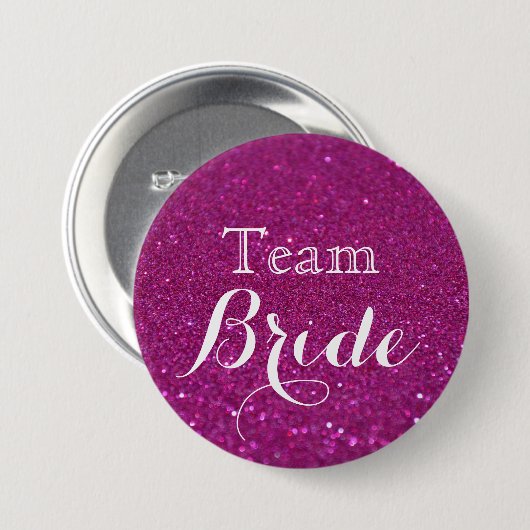 Schaltfläche "Rosa Glitzer Wedding Team Bride" Button (Vorne & Hinten)