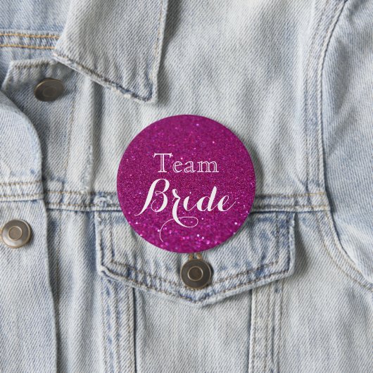 Schaltfläche "Rosa Glitzer Wedding Team Bride" Button (Beispiel)