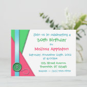 Schaltfläche ~ Rosa, Grün & Blau Einladungen zum G (Stehend Vorderseite)