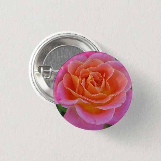 Schaltfläche Rosa und orange Rose Button (Vorne & Hinten)