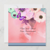 SCHALTFLÄCHE, ROSE, ANEMONEN-BLUME, KUPCAKEN Gebur Einladung (Rückseite)