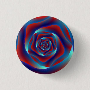 Schaltfläche Rot und Blues Spiral Rose Pinback Button