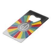 SCHALTFLÄCHE RUNDE RAYS I + Ihr Monogramm Geldbeutel Flaschenöffner (Rückseite Schrägansicht)