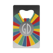 SCHALTFLÄCHE RUNDE RAYS I + Ihr Monogramm Geldbeutel Flaschenöffner (Rückseite)