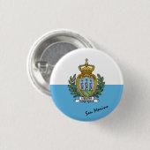 Schaltfläche San Marino, patriotische Flagge San M Button (Vorne & Hinten)