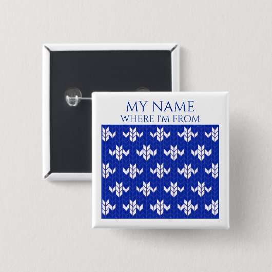 Schaltfläche "SCANDIA BLUE STRICK Square Name Tag" Button (Vorne & Hinten)