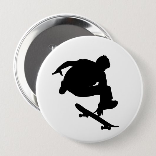 Schaltfläche "Schwarz bei der Skateboarder" Button (Vorne & Hinten)